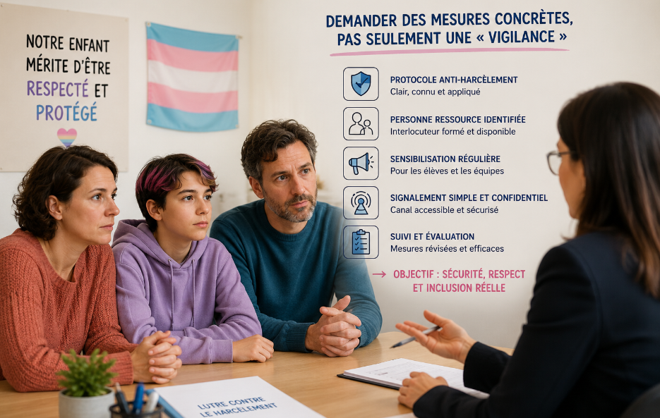 Ressources pour les familles de jeunes trans en France demandant des mesures concrètes contre le cyberharcèlement